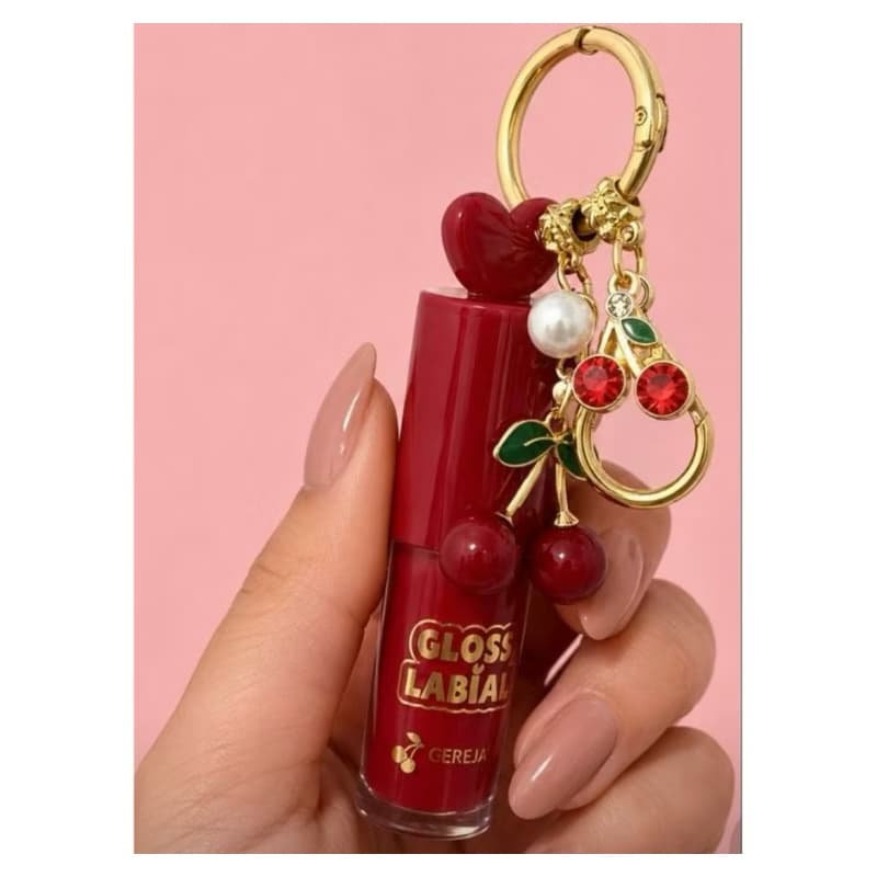 Gloss Labial Cereja Brilhante + Chaveiro Exclusivo | Hidrata, Cor e Aroma Doce