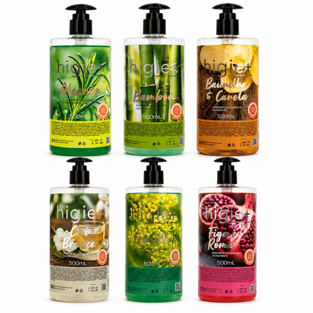 Sabonete Líquido Fragrâncias 500ml - Limpeza Suave Hidratação - Higie+