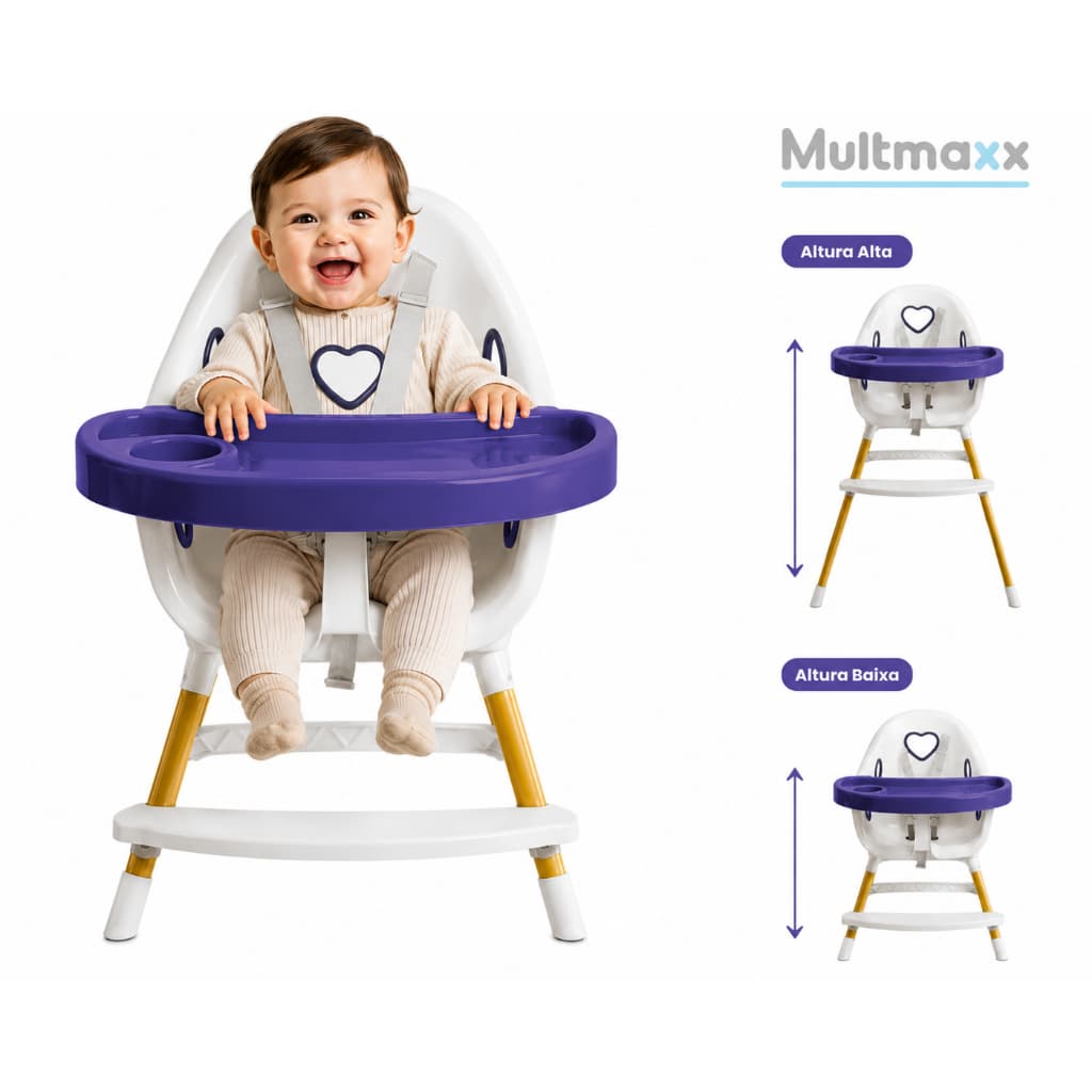 Cadeira de Alimentação Infantil Cadeirinha Bebê Portátil 2 Alturas Desmontável Alta Baixa Multmaxx