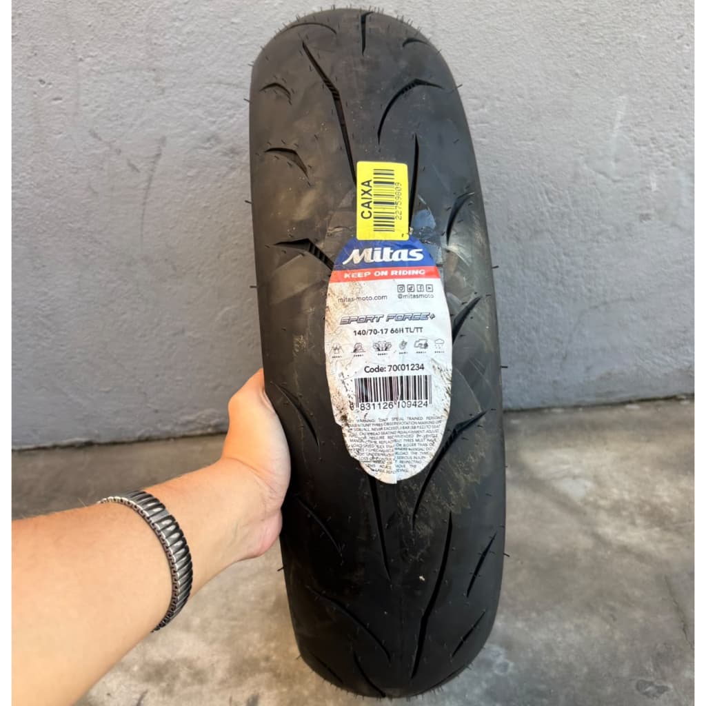Pneu Traseiro MT03 Mitas 140/70-17 Mitas Sport Force+ Twister CB300 Honda Sem Câmara