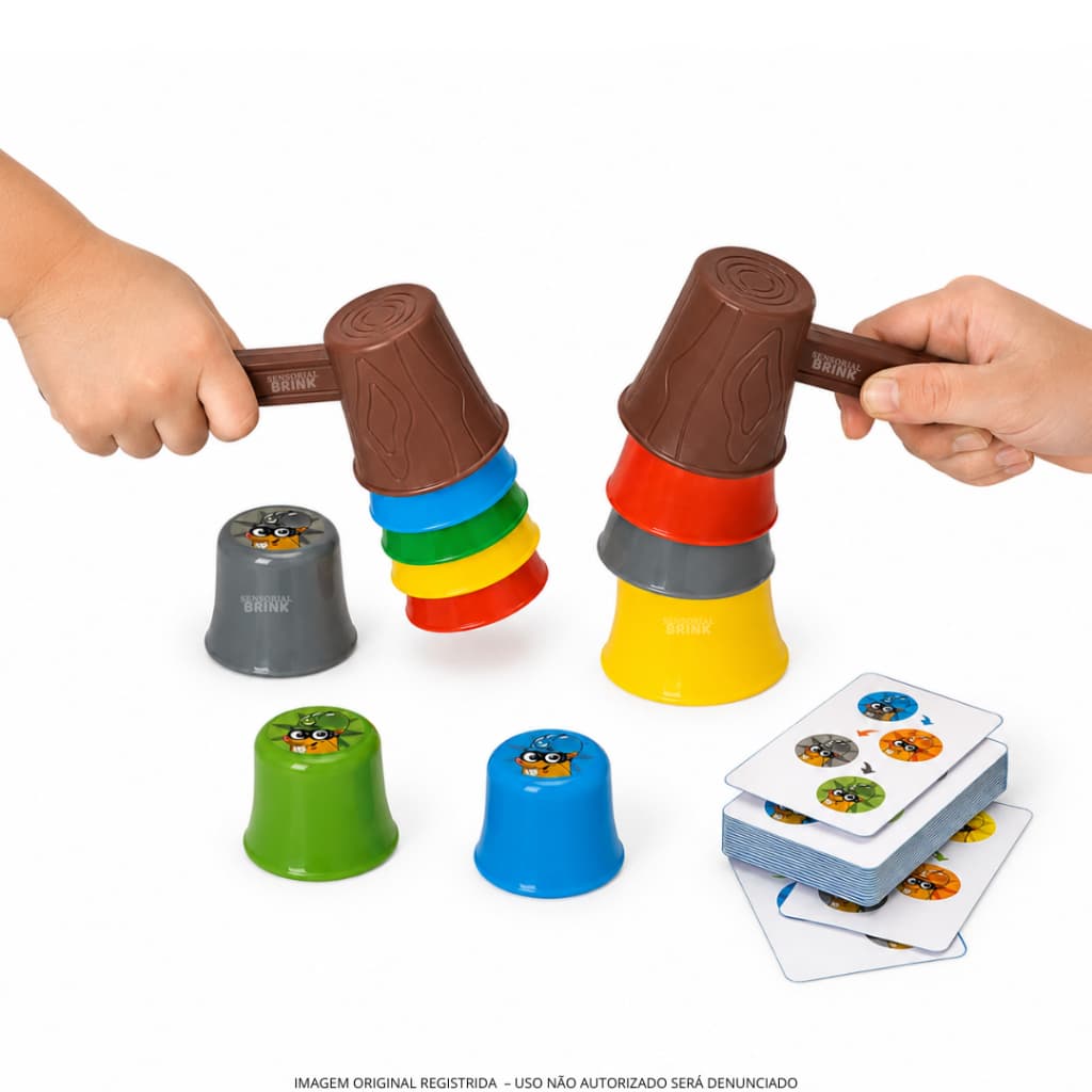Jogo Bate Copo ate 2 Jogadores Brinquedo Educativo Coordenação Motora Raciocínio