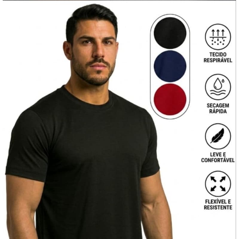 Camiseta Masculina Dry Fit Casual Academia Treino Corrida Esporte