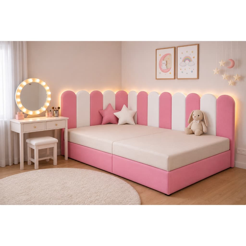 Kit infantil 15 Peças Coloridas Estofadas 45x20 Auto Colante Fácil Instalação