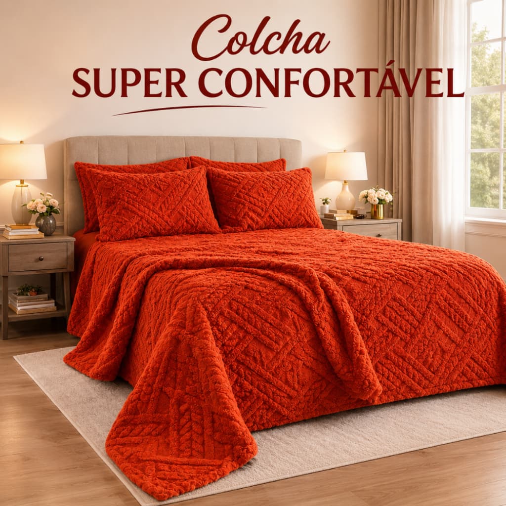 Kit Colcha Cobre Leito Aconchego Queen 3 Peças Tecido Premium Soft Dream Super Macia Luxo Confortável
