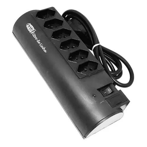 Filtro De Linha 6 Tomadas  Bivolt 10a Preto Pw 127V/220V