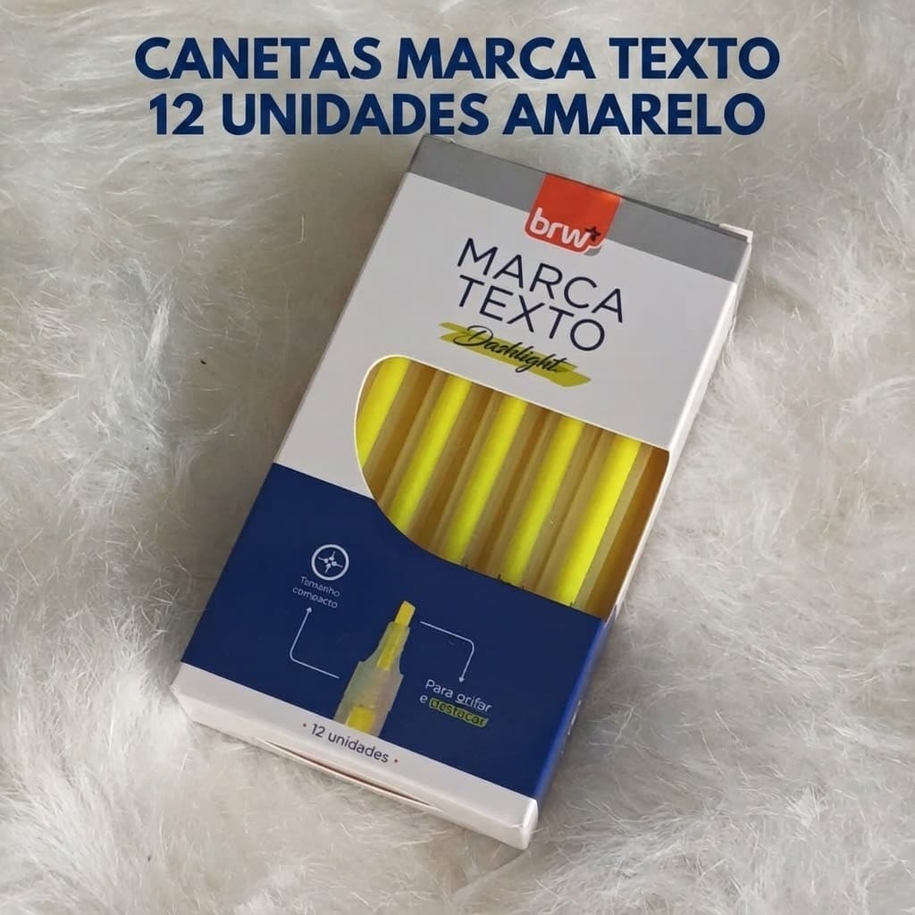 CANETA MARCA TEXTO 12 UNIDADES ESCRITA PAPELARIA