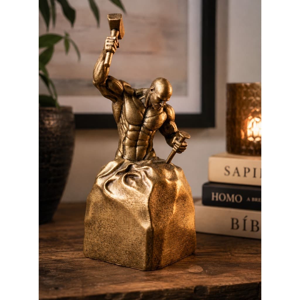 Escultura Self Made Man Decorativa Estátua Motivacional Sucesso e Superação