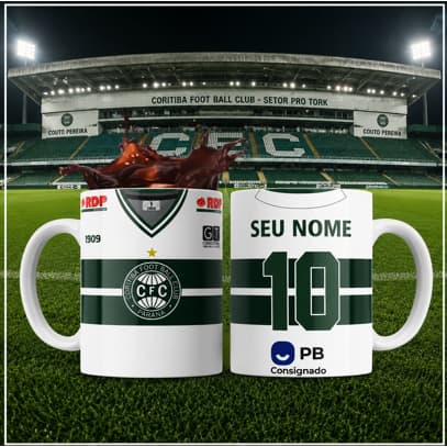 Caneca Time de Futebol Coritiba 325ml Personalizável