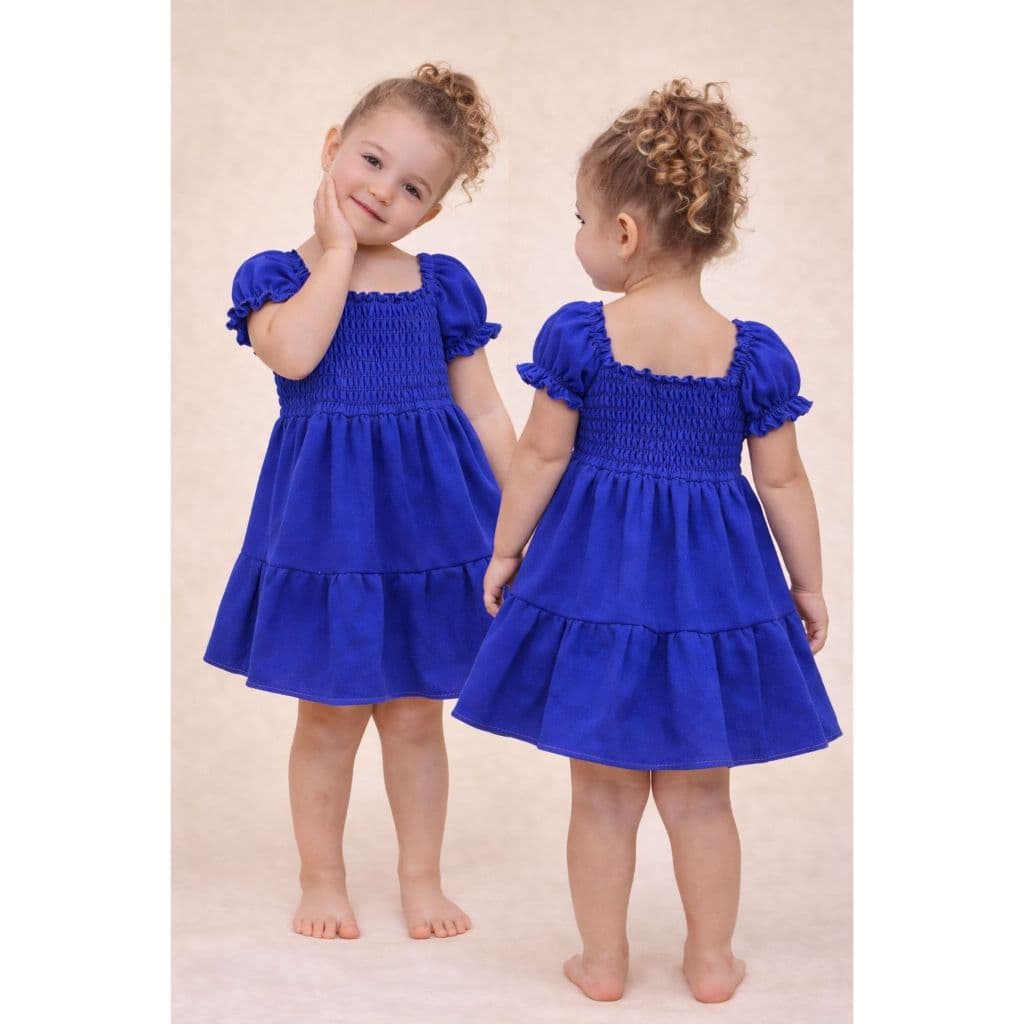 Vestido Infantil azul royal escuro festa passeio fresquinho