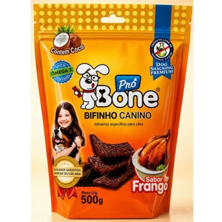 BIFINHO PRÓ BONE PETISCO SABOR FRANGO PARA CACHORRO PACOTE REFIL 500G