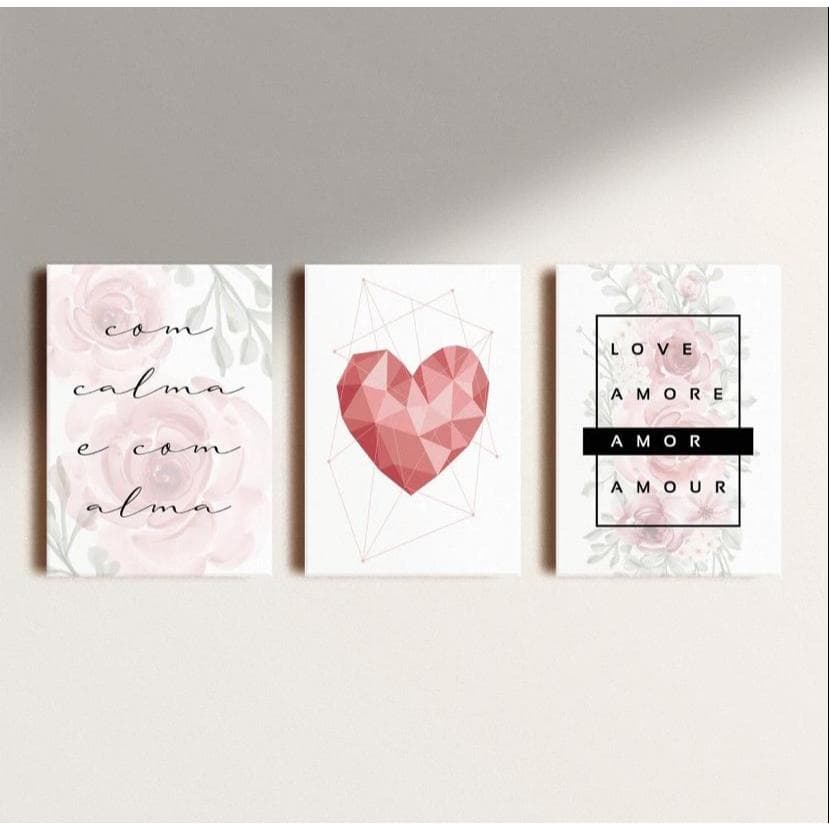 QUADROS DECORATIVOS TEMA AMOR ROSA
