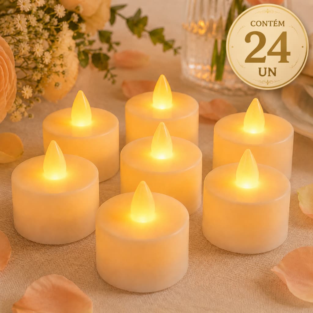 Velas Led Eletrônica Amarela Decorativa Com Baterias Festa Casamento Casa e Decoração Iluminação
