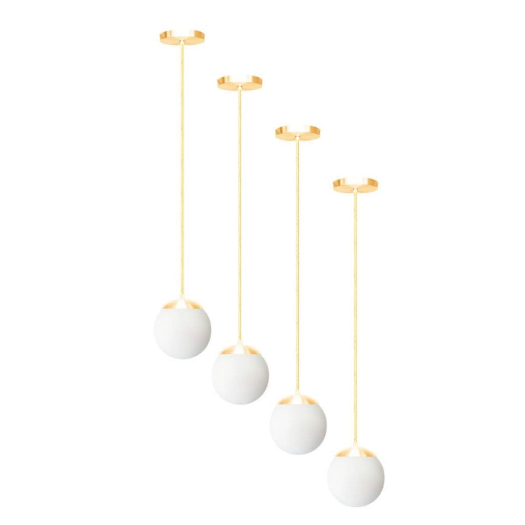 Kit Com 4 Pendente Lustre Luminária De Teto Globo Stuttgart para Cozinha, Sala, Quarto Escritório Dourado Brilho