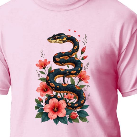 Camiseta Algodão Básica Snake Cobra Natureza