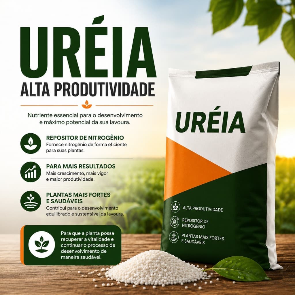 Ureia Fertilizante Nitrogenado | Alta Concentração de Nitrogênio para Plantas Mais Fortes e Produtivas