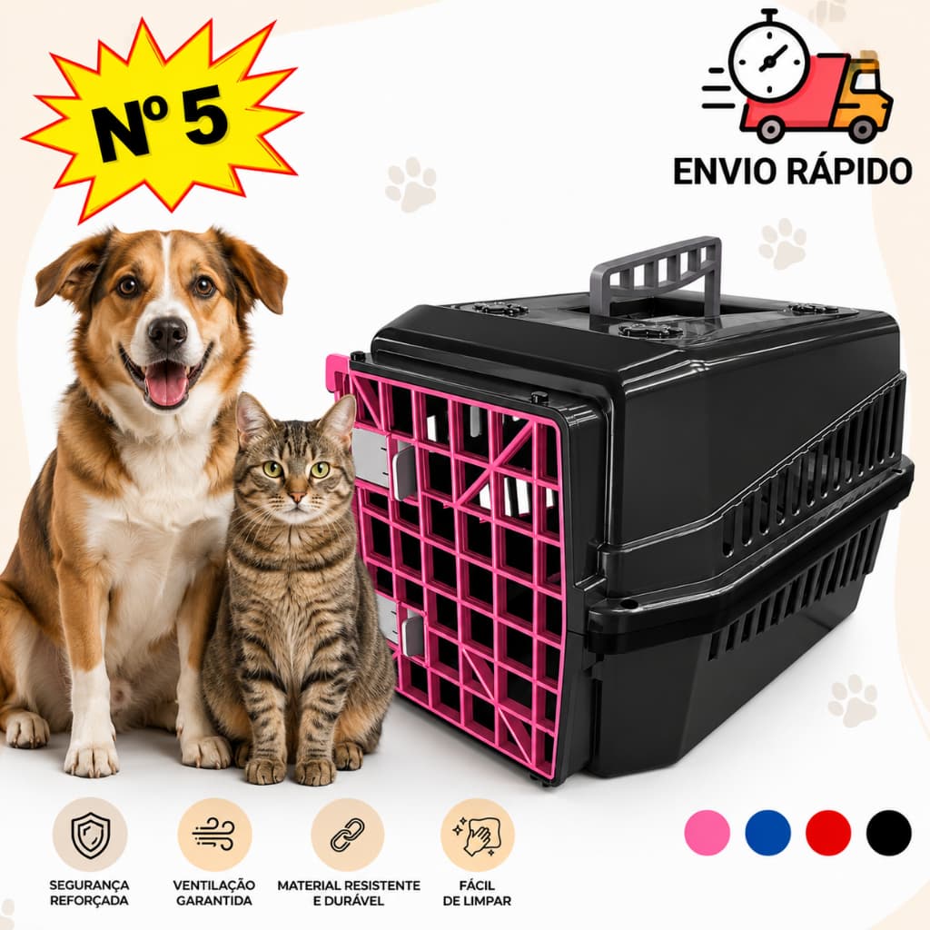 Caixa De Transporte Pet n 5 Cachorros Gatos Até 12 Kg