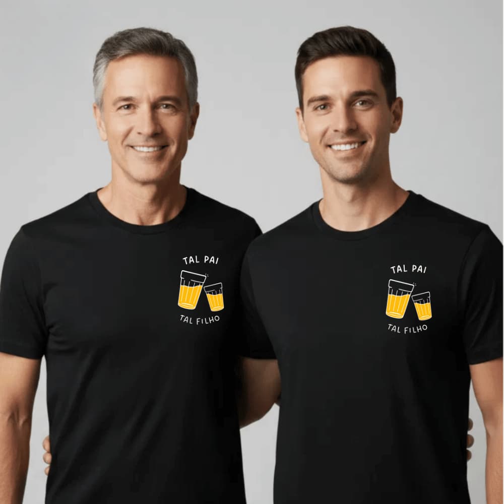 Camisa Pai e Filho Camiseta Presente Dia dos Pais Masculina Básica Casual Estampada Algodão