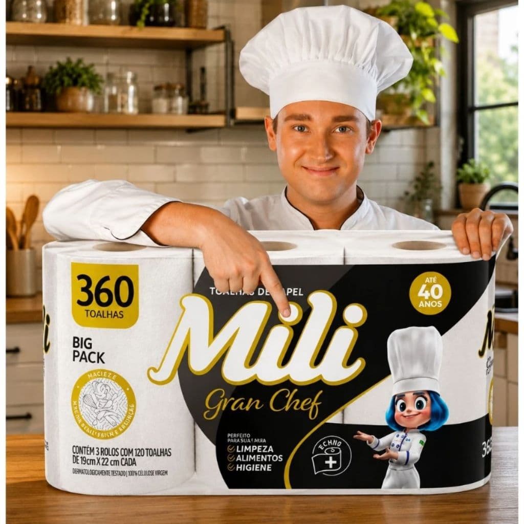 Toalha de Papel Gran Chef Com 360 Folhas de 19 x 22 - Mili