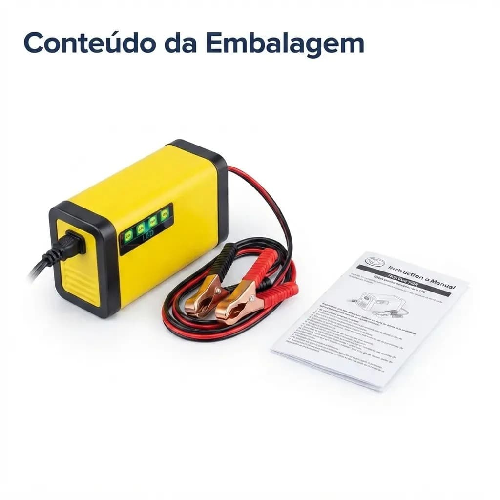 Carregador Bateria Automotivo 12v Até 300 Amperes, Carga Lenta 2a, Inteligente, Portátil, Carro, Moto, Caminhão, Jet Sky