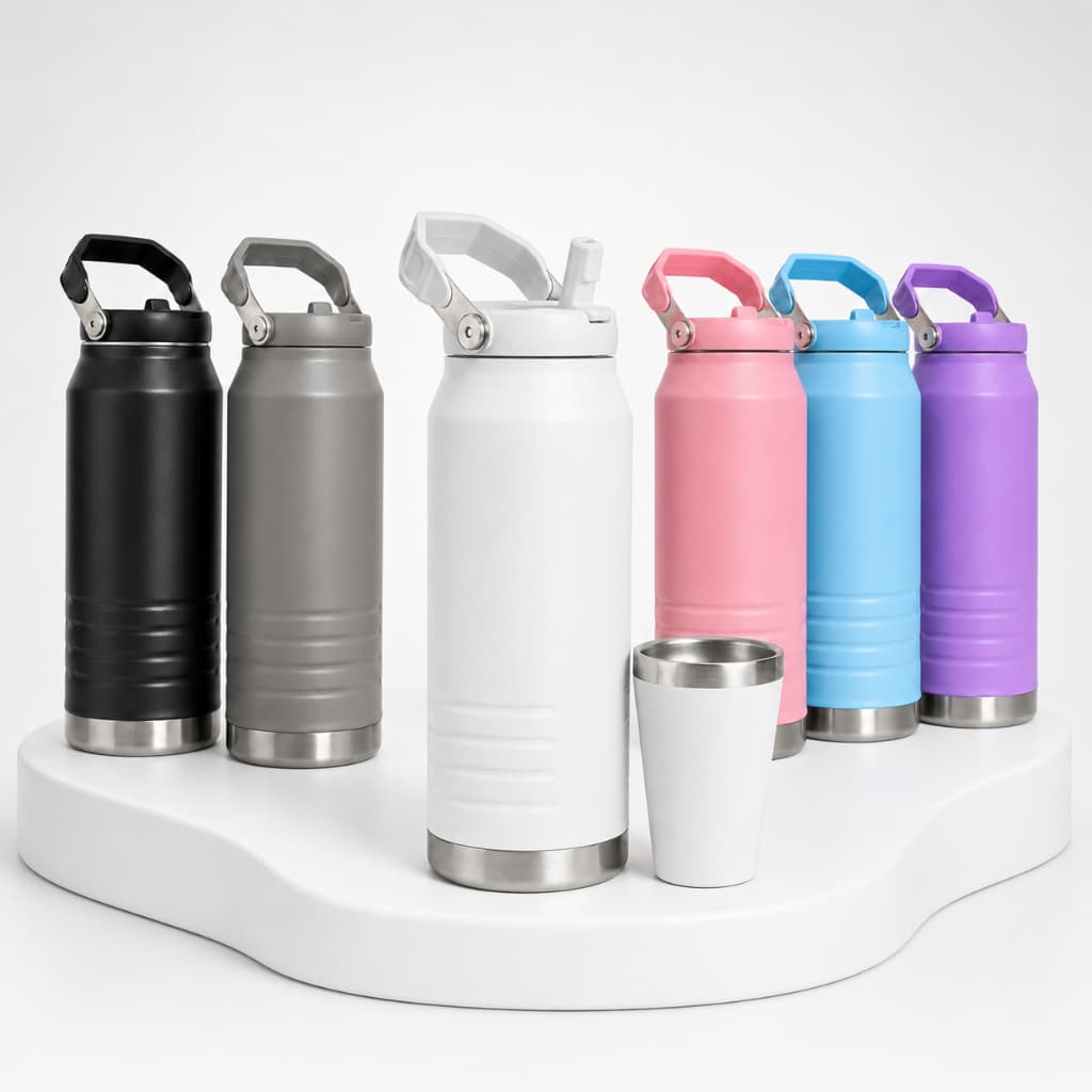 Garrafa Térmica 1600ml Dupla Camada Colorida Com Canudo Bico + Copo Térmico Brinde