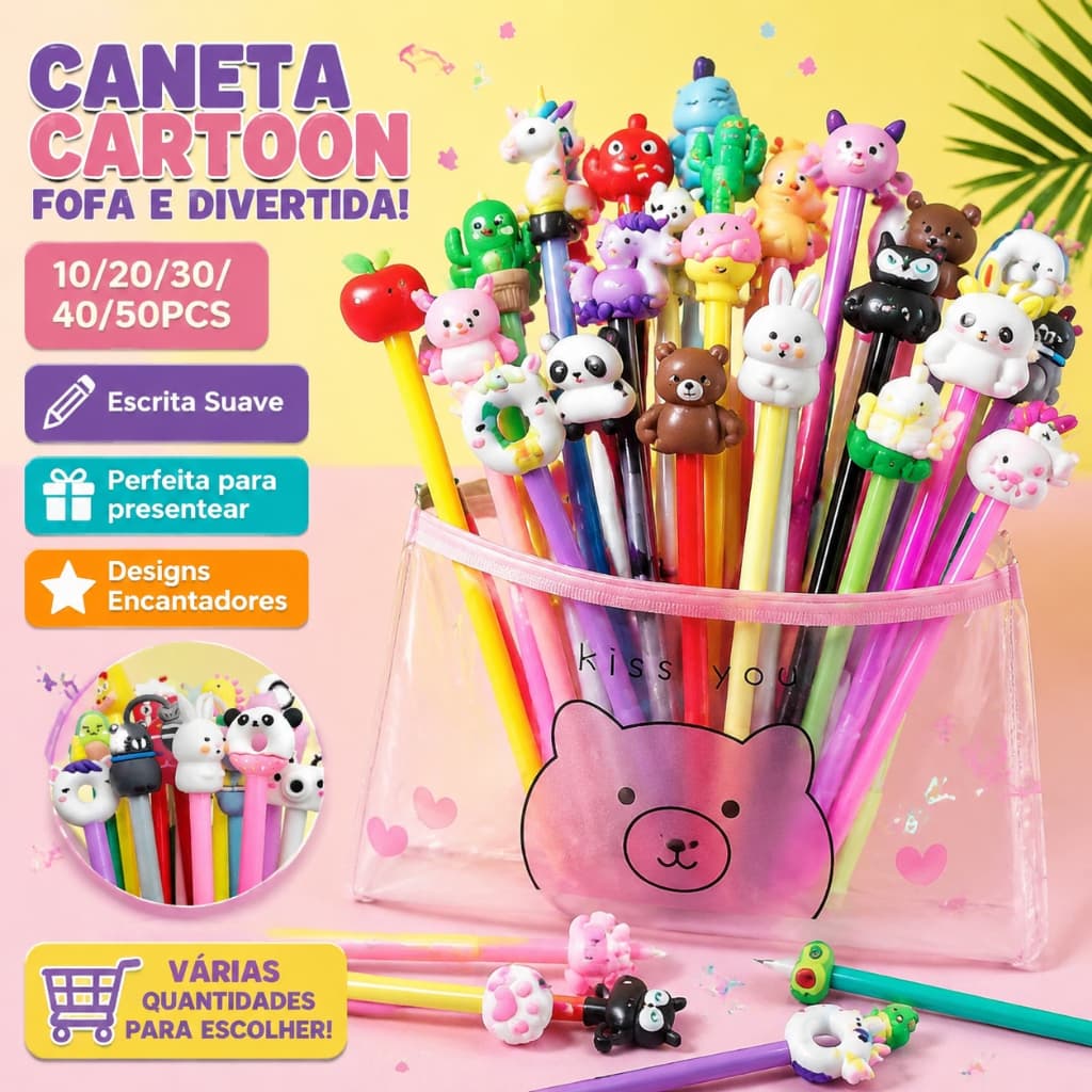 10/20/30/40/50 Unidades Caneta Esferográfica Personagem Fofo Presente Escola
