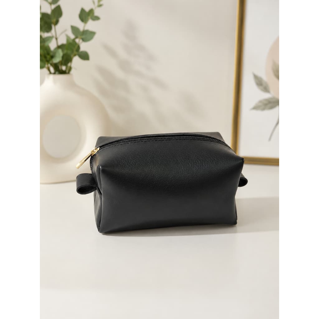 Necessaire Feminina para Maquiagem e Cosméticos Couro Maleta Pequena Portátil
