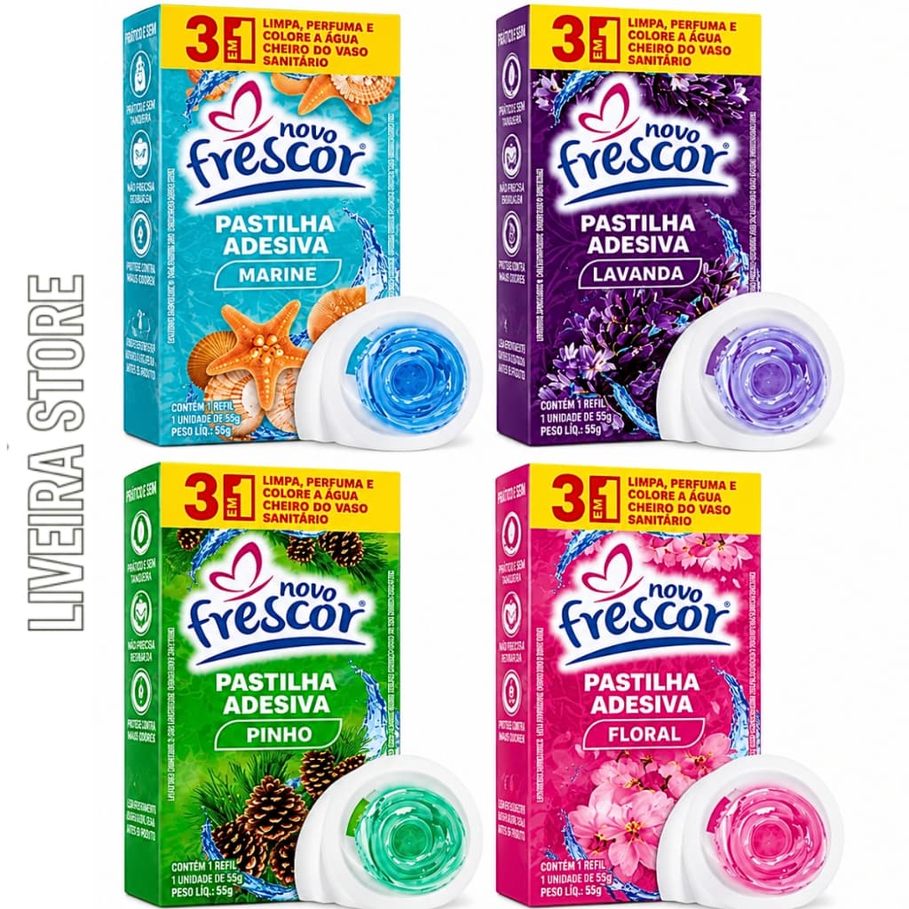 Pastilha Adesiva Sanitária Novo Frescor Até 400 Descargas - Com 3 Unidades