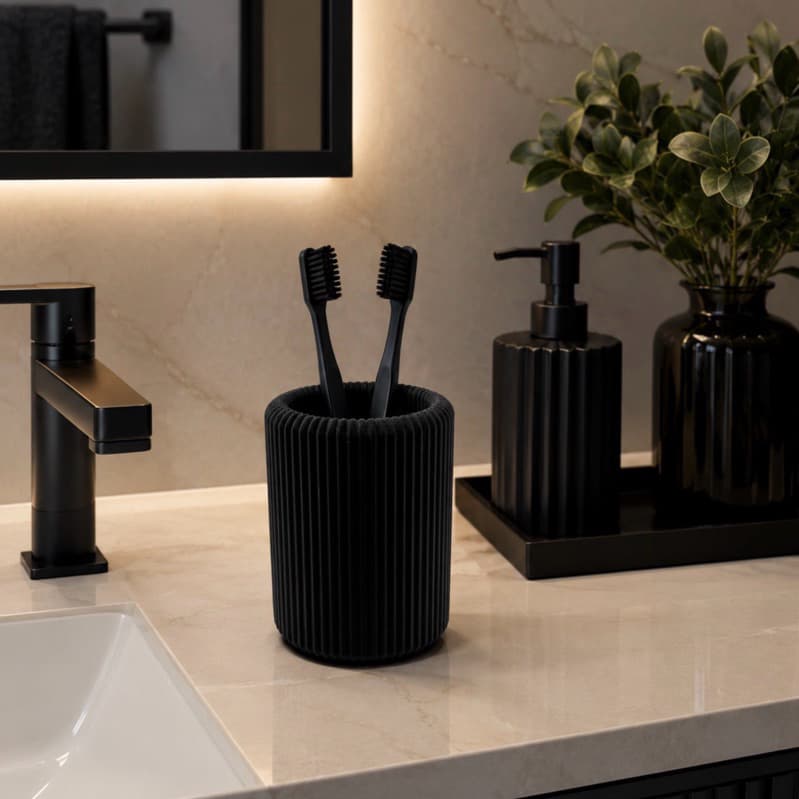 Porta Escova de Dente Multifuncional Organizador Porta Pincel de Maquiagem Lápis Canetas Decorativo Preto