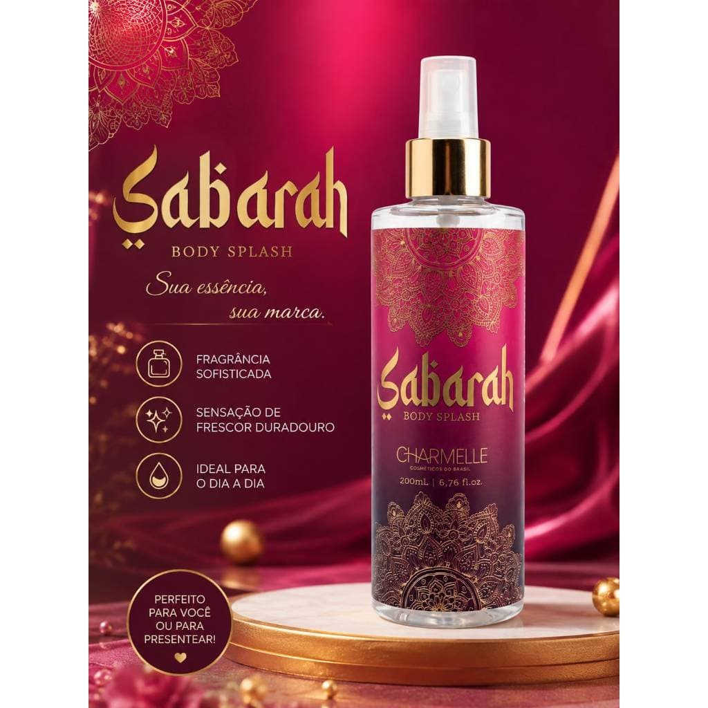 Body Splash Sabárah Charmelle 200ml Perfume Corporal Feminino Fragrância Sofisticada e Marcante