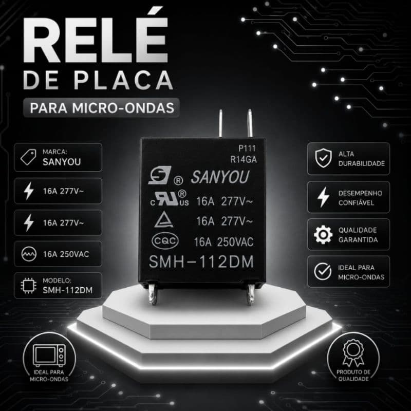 Relé de Placa para Micro-ondas *Sanyou* - Especificações: 16A  277V~ / 16A - 277V~ / 16A - 250VAC