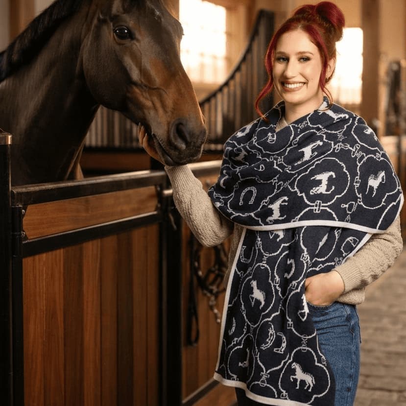 Manta Larga Ferradura Cavalo Campeira Gaúcha Tricot Dupla Face Inverno Pampa Cachecol Rodeio Country Equestre Longa Capa