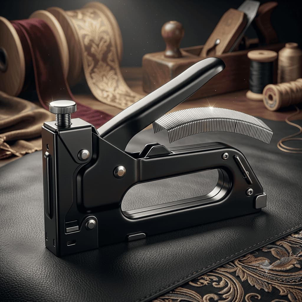 Grampeador Tapeceiro Profissional Com 100 Grampos 8mm Design Resistente Cor Preta