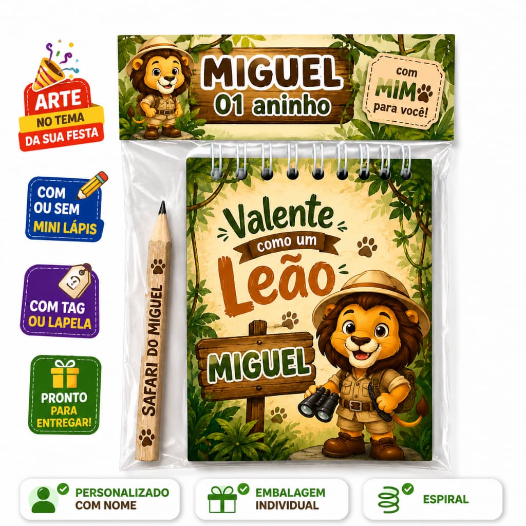 Bloquinho Personalizado Lembrancinha Aniversário com Lápis ou Sem Tema Festa Infantil