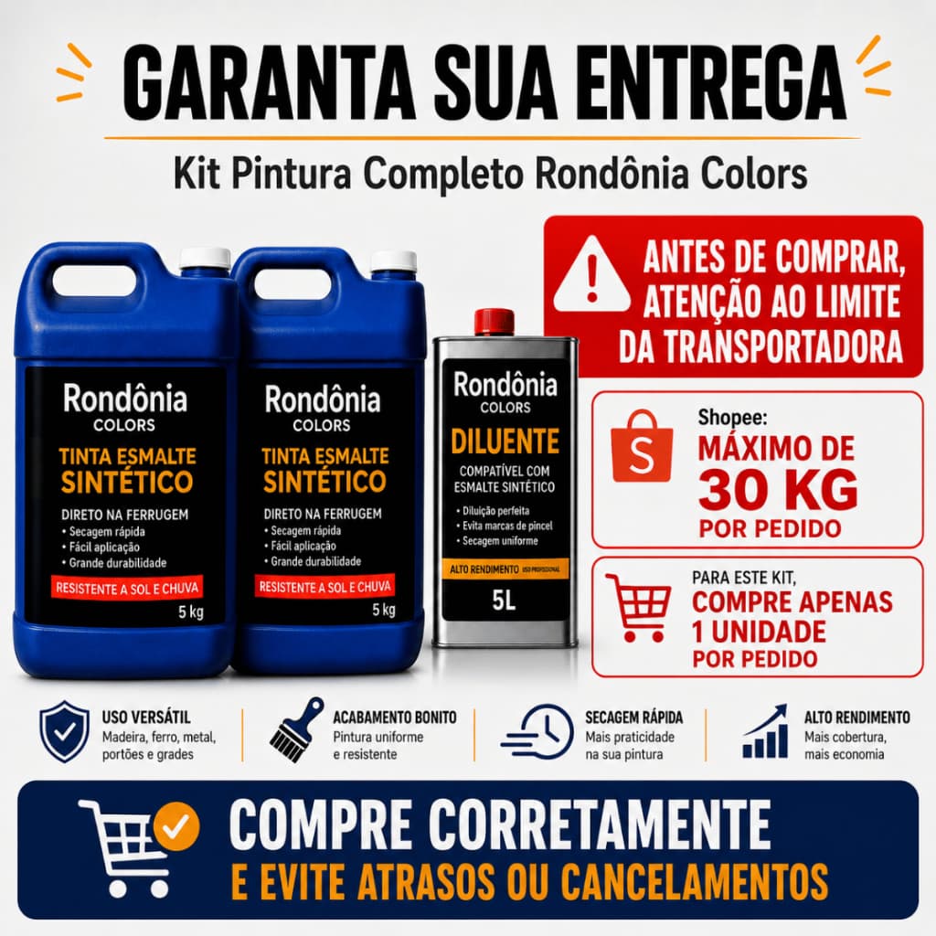Kit 2 Esmaltes Sintéticos 5kg + Diluente 5L Ferro Madeira Metal Portões Grades Acabamento Resistente