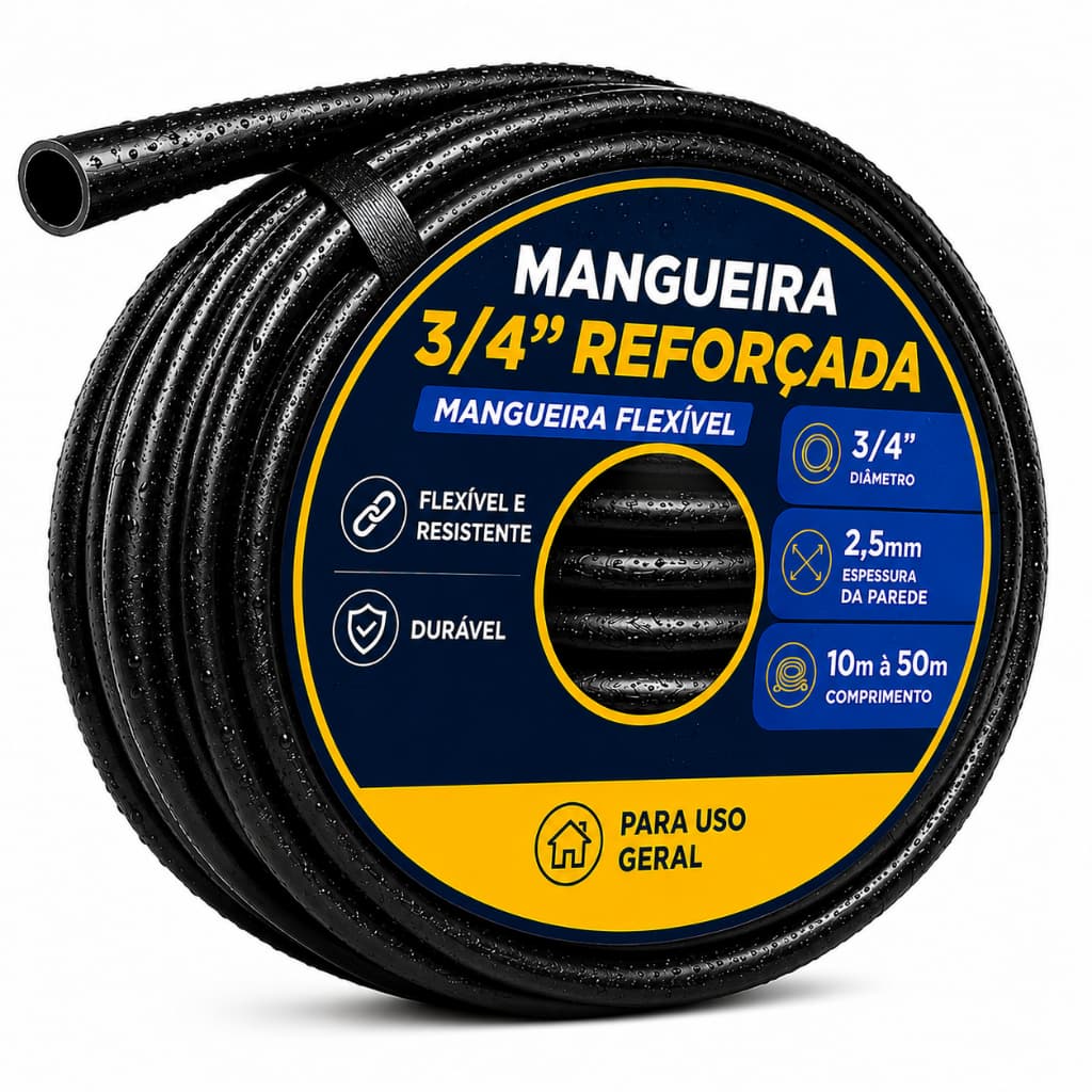 Mangueira 3/4 2mm Grossa Reforçada 10/15/20/25/30/35/50 Metros Dura Muito Parede Grossa