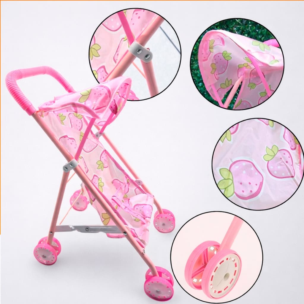 Carrinho de Boneca Para Bebê Reborn e Bonecas Grandes e Pequenas Com Capota