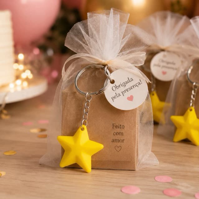 ⭐ Chaveiro Estrela Kit 10 Unidades | Lembrancinha Festa, Brinde e Presente Criativo ⭐