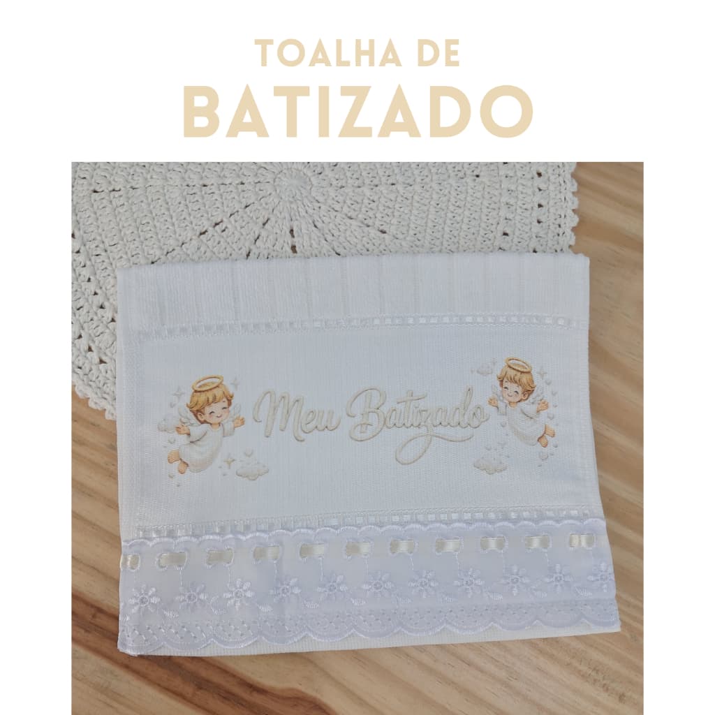 Toalha de Batismo Bebê Premium Toque Aveludado Alta Absorção Meu Batizado Menino Menina