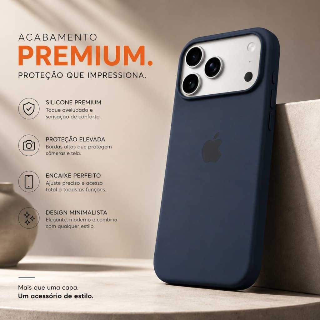 Capinha Silicone Super Premium MagSafe + Película 3D Privacidade iPhone 17 Pro Max Envio Rápido Promoção