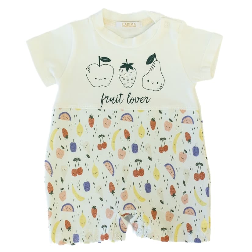 Macacão Curto Bebê Frutinhas Estampado Roupa Banho De Sol Confortável Para Menina Menino