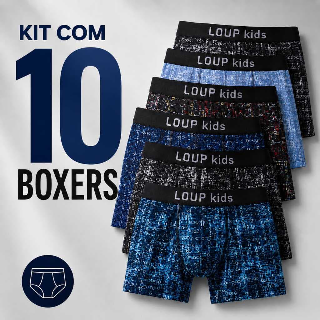 Kit 10 Boxer Infantil Menino Confortável Estampas Sortidas.