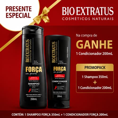 Bio Extratus força Shampoo 350ml + Condicionador 200ml Bio Extratus Força Crescimento Pimenta Microqueratina Promopack