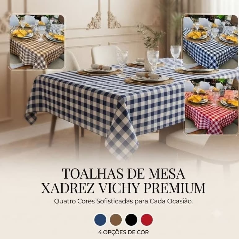 Toalha de Mesa Oxford Impermeável 4 6 8 10 Cadeiras  Antimanchas