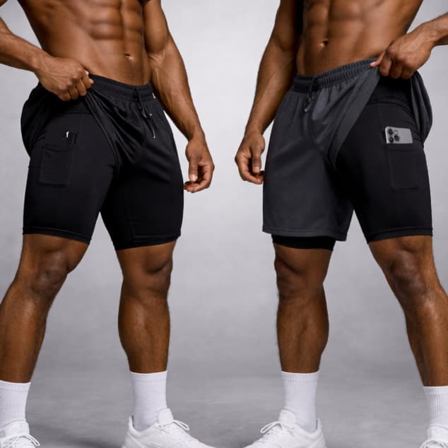 KIT 2 Short Dry Duplo 2 em 1 Bermuda Academia Masculina Treino Corrida Com  Elastano