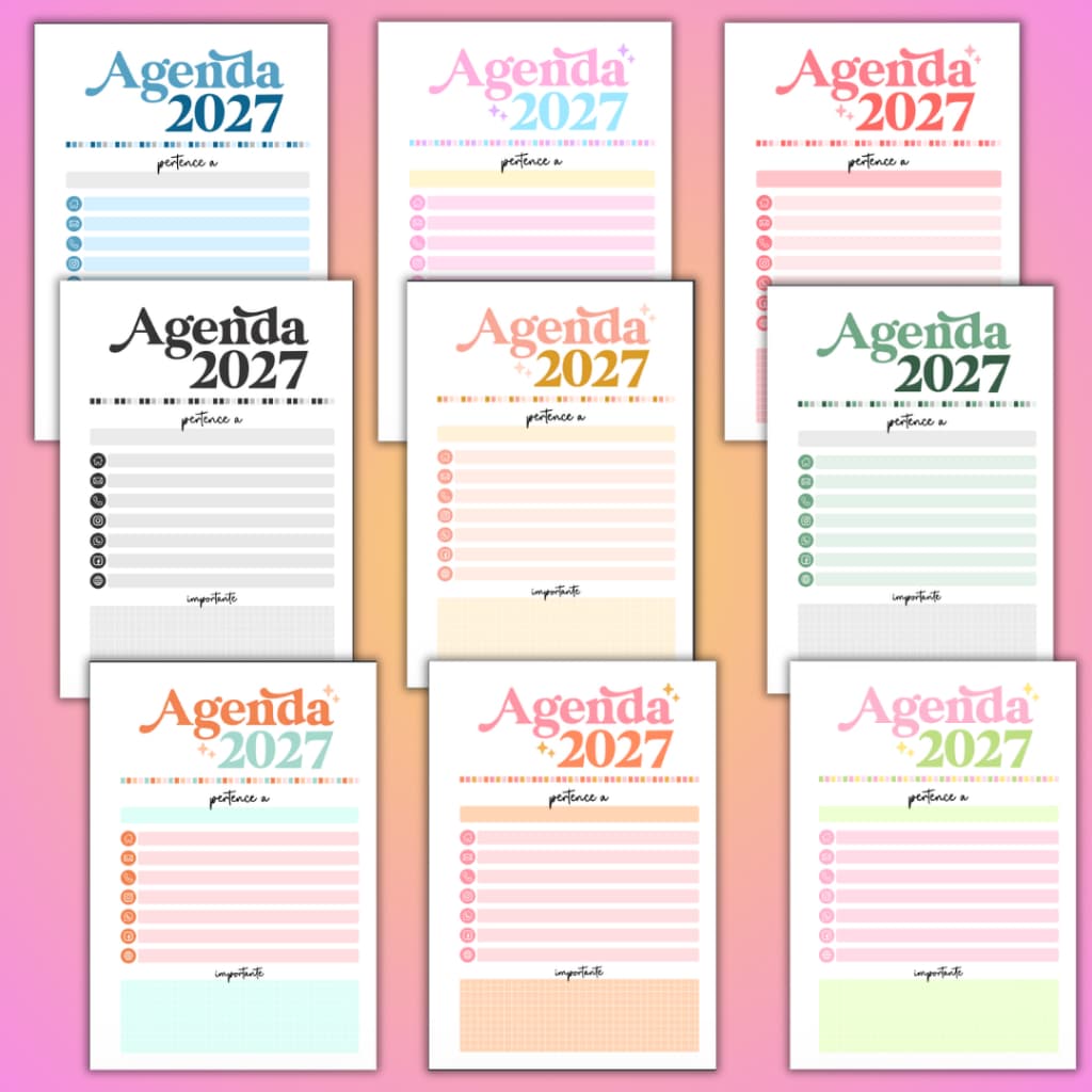 2 Miolos de Agenda 2027 com Capa / 2 dias por página