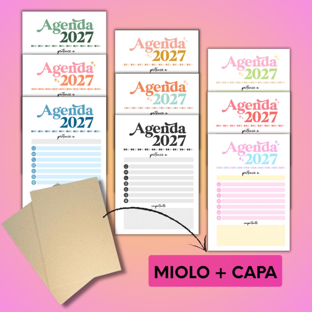 2 Miolos de Agenda 2027 com Capa / 1 dia por página - 404 Páginas