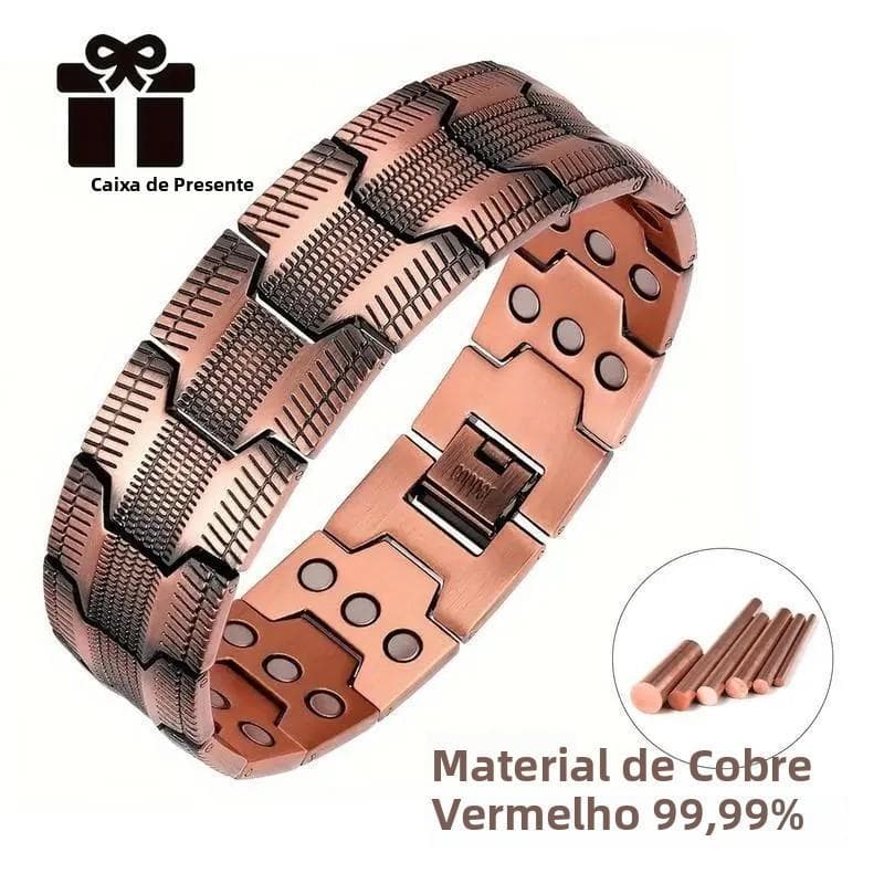 Pulseira Magnética de Cobre para Homens, Ajustável e Hipoalergênica.Presente de Natal.