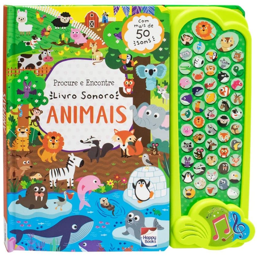 Livro Sonoro Infantil Procure e Encontre Animais | Interativo com Sons e Atividades | Happy Books