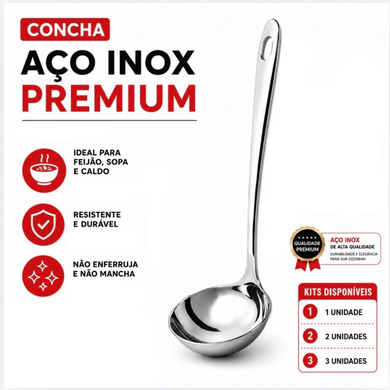 Concha de Inox para Feijão Sopa Caldos Cozinha Profissional Resistente 30cm