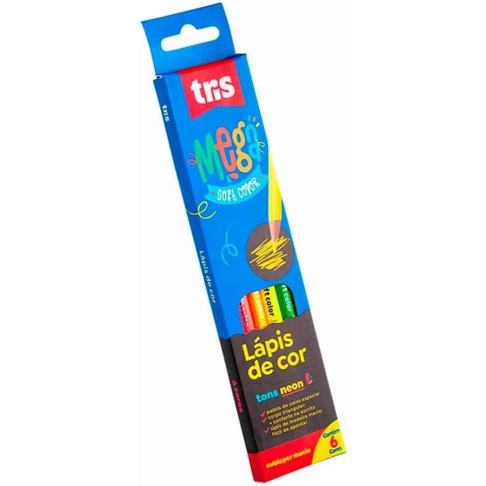 Lápis de Cor TRIS Mega Soft NEON - 6 Cores